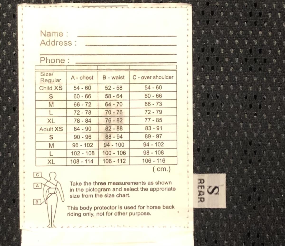 Bodyprotector maat S dames