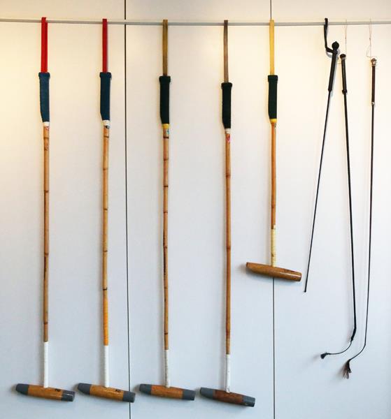 5 Polo mallets en 3 rijzwepen