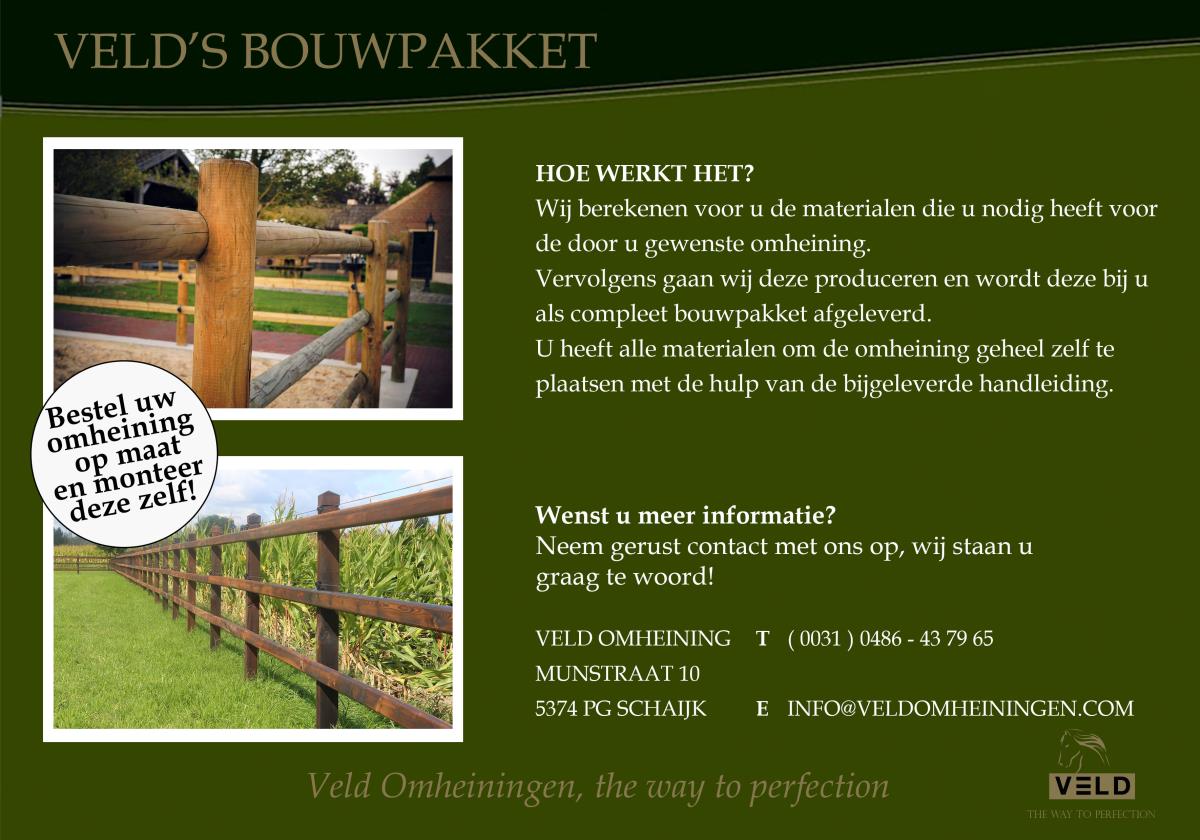 Veld's bouwpakket, omheining, weide paddock rijbak